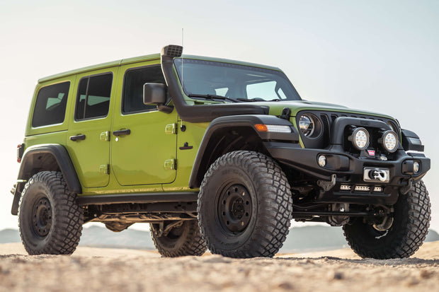 American Expedition Vehicles AEV Snorkel snorkel intake system for the Jeep Wrangler JL and Jeep Gladiator JT available at Mule Expedition Outfitters in Issaquah, WA.