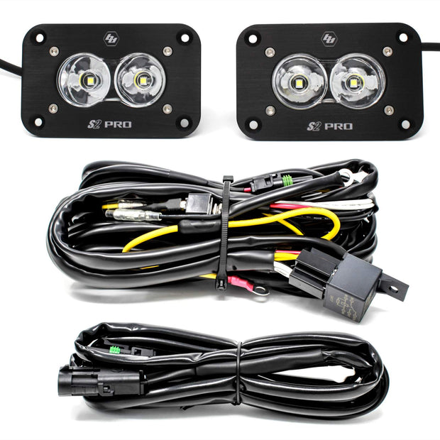 BAJA DESIGNS S2 PRO, PAIR FLUSH MOUNT LED LIGHT POD KIT WORK/SCENE