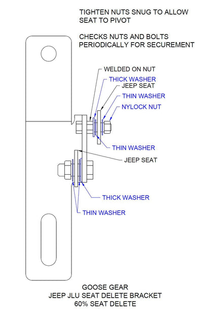 Goose Gear Jeep Wrangler JL Unlimited 60% Seat Delete Bracket 2018+