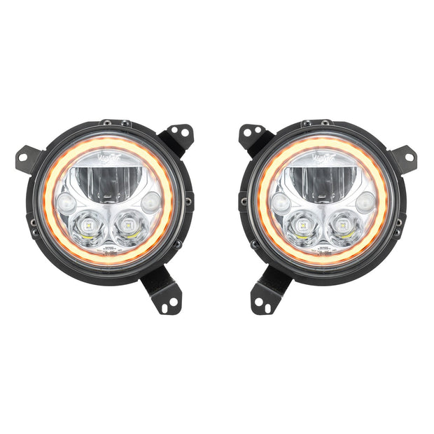 '18-20 Jeep JL / '20 Jeep Gladiator VX LED Headlight Kit - Chrome | Amber Halo