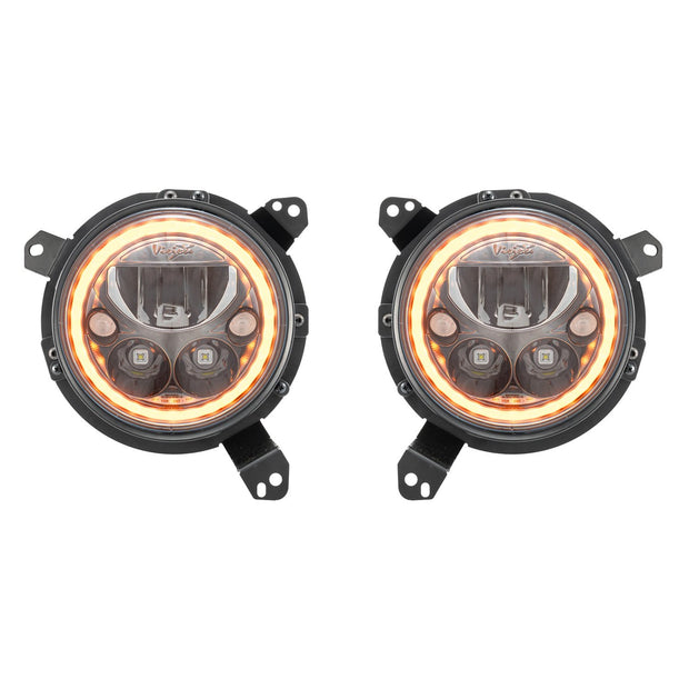 '18-20 Jeep JL / '20 Jeep Gladiator VX LED Headlight Kit - Black Chrome | Amber Halo